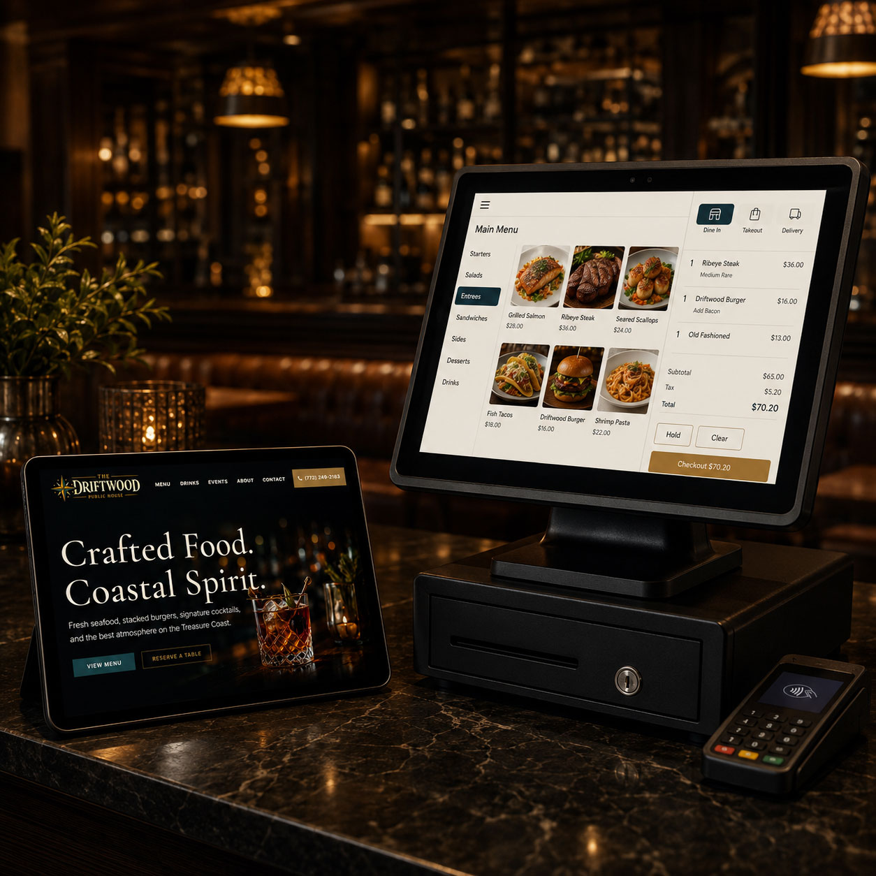 Restaurant POS system connected with a restaurant website