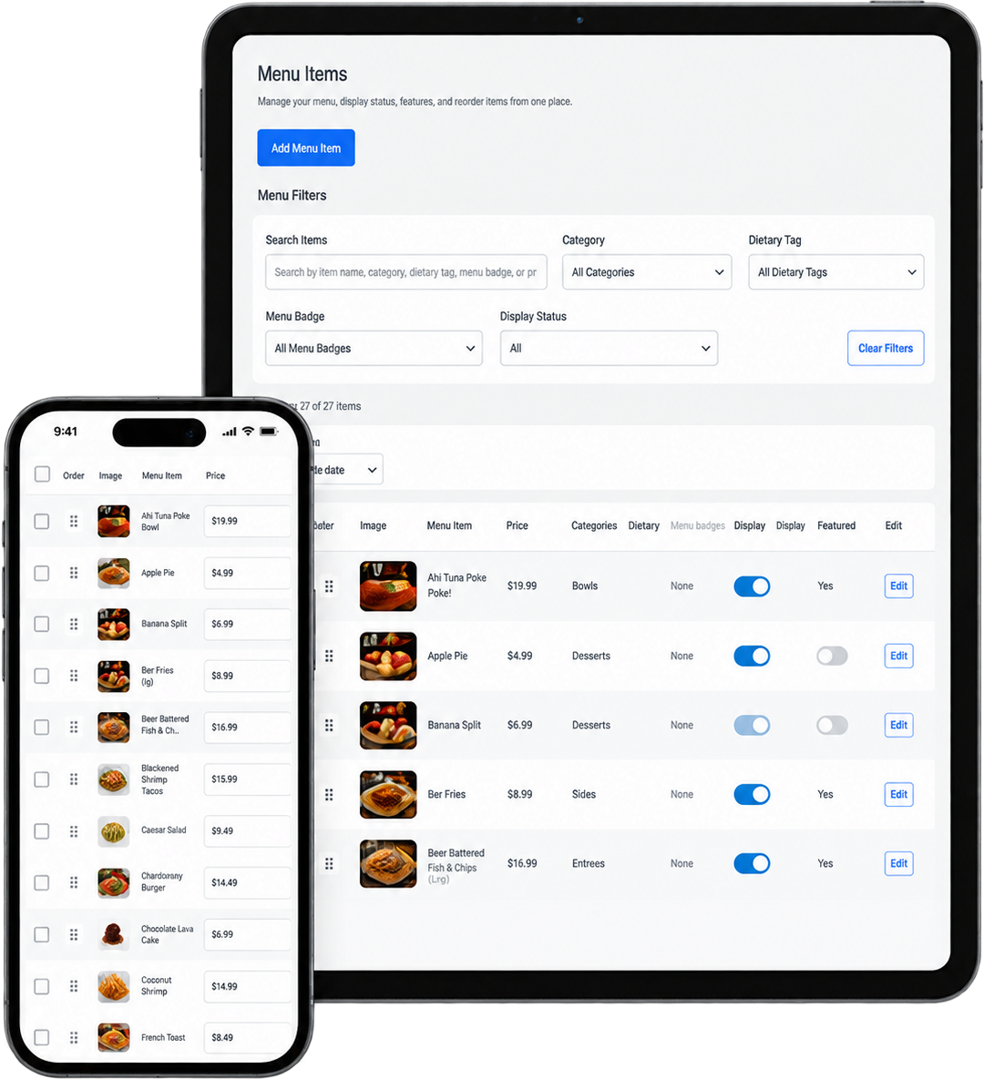Pricing Menu
